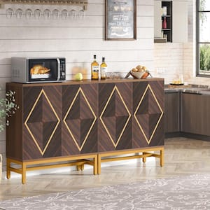 Alan Dark Brown MDF 59 in. Buffet Sideboard with 4 Doors for Dining Room Living Room