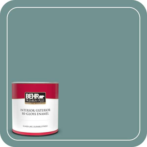 BEHR PREMIUM PLUS 1 qt. #ECC-60-3 Pool Tide Hi-Gloss Enamel Interior/Exterior Paint & Primer