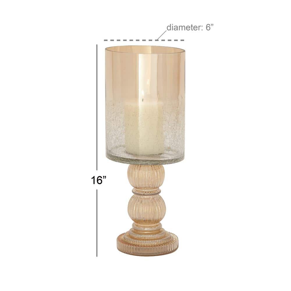 Gold Fluted Glass Cylinder Hurricane Taper Holder