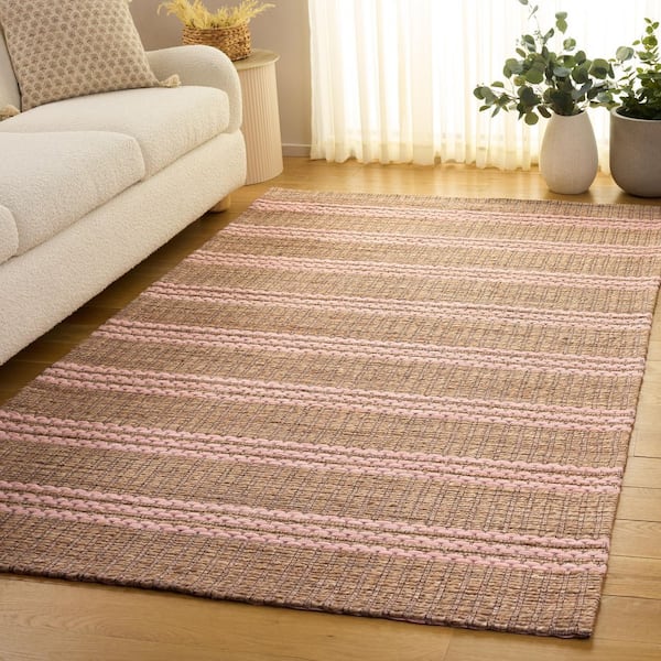 Martha Stewart 6 ft. x 9 ft. Natural/Blush Striped Coastal Area Rug