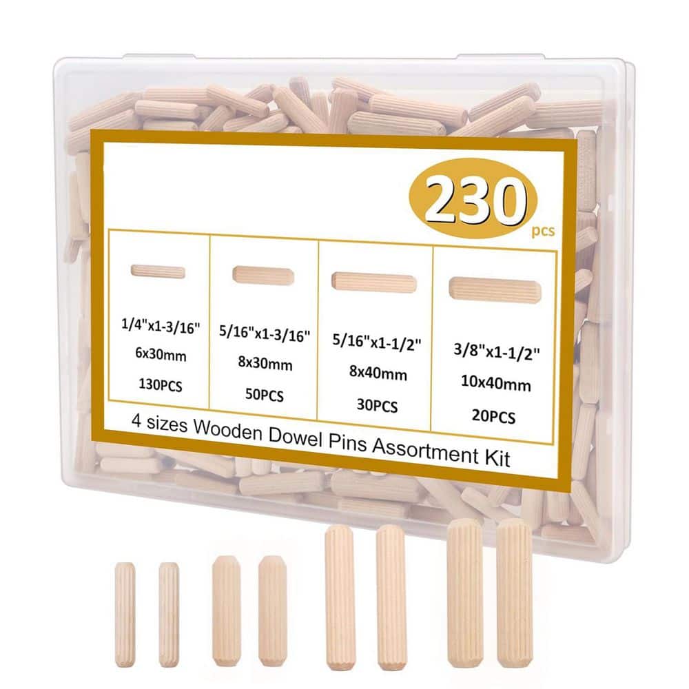 KIWDZFU Wooden Dowel Pins Fluted Rods for Crafts Furniture