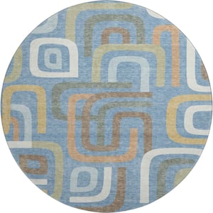 Washable Abstract Shape Rug Addison Rugs Mayfield Premium Machine Washable Abstract AMF2551 Teal 5 ...