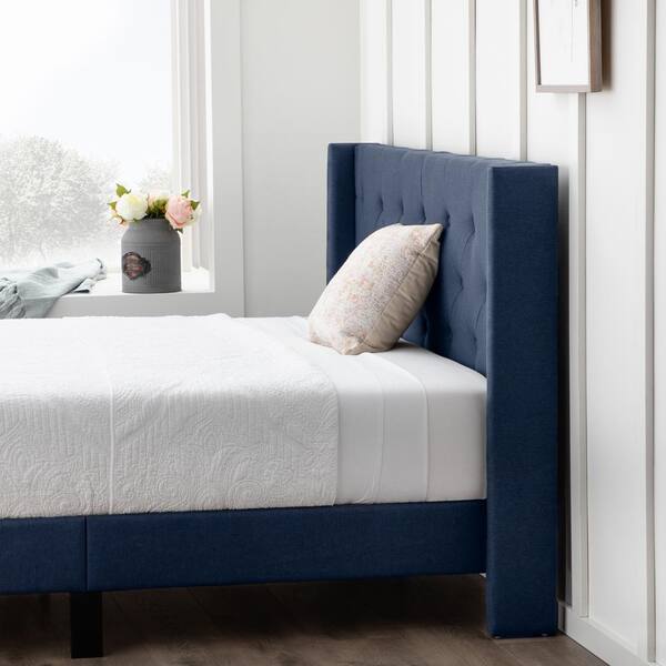 Brookside Isabelle Upholstered Navy Twin Wingback Diamond Tufted