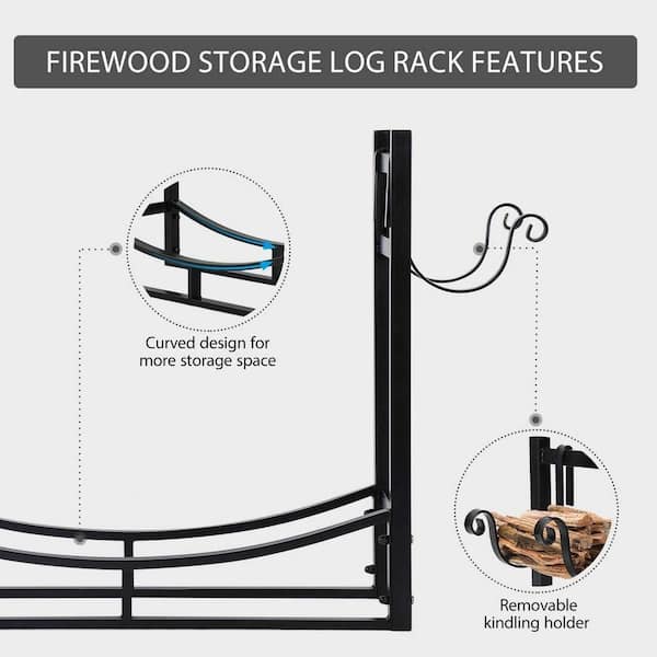 VIVOHOME 33 in. Heavy-Duty Indoor/Outdoor Firewood Rack with Kindling  Holder - Yahoo Shopping