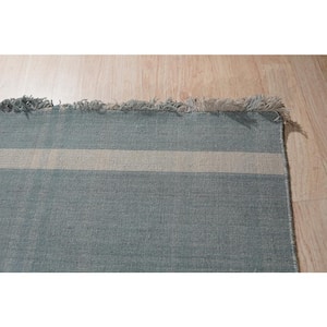 Blue 6 ft. x 9 ft. Hand-Knotted Wool Contemporary Flat Weave Area Rug