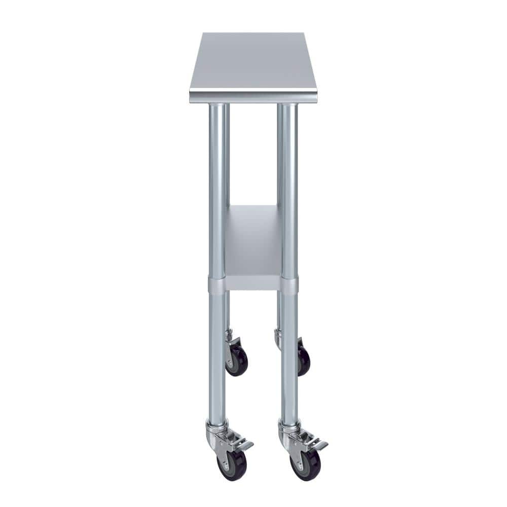 24" Stainless Steel Utility Work Table with Casters and Undershelf