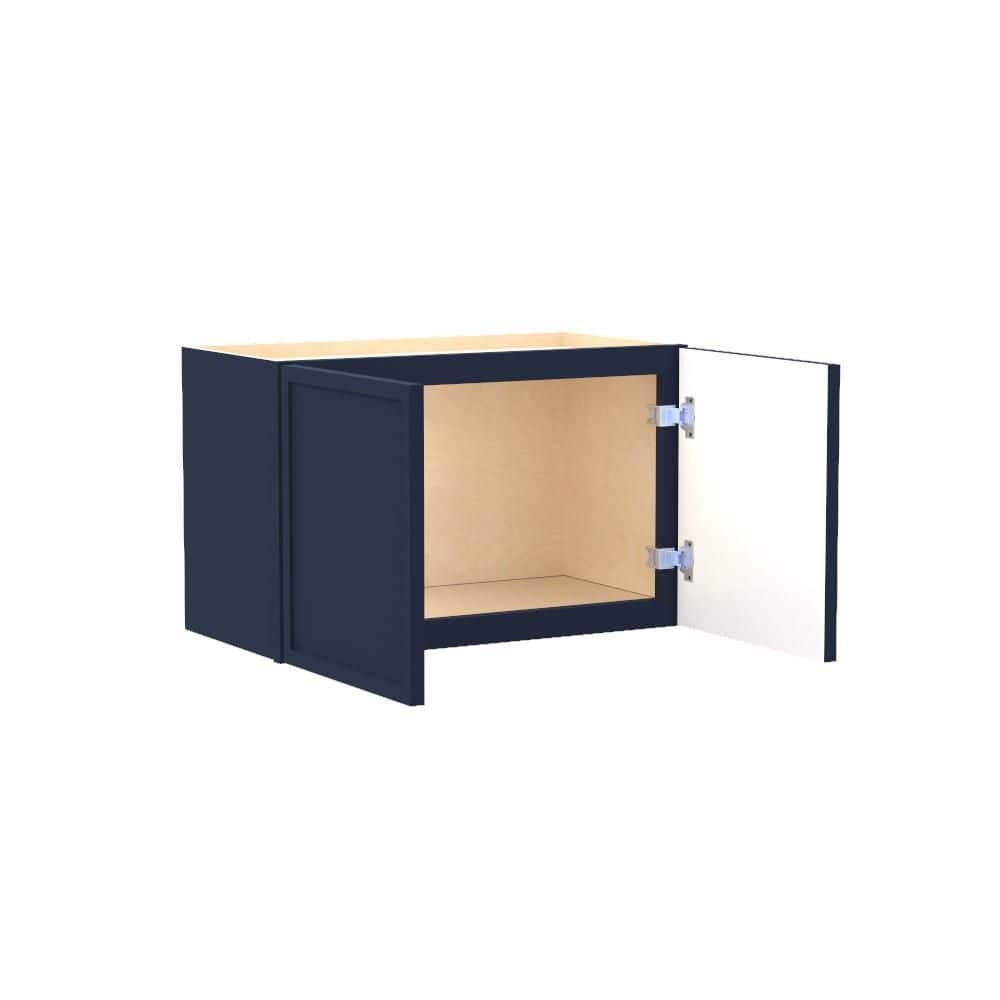 Franklin 27 in. W x 12 in. D x 15 in. H Assembled Plywood Wall Bridge Kitchen Cabinet in Vessel Blue with Soft Close