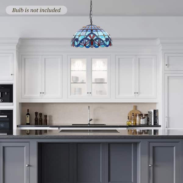 OUKANING 2-Light Multi-colored Retro Island Adjustable Height