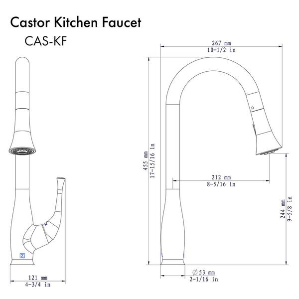 Zline Kitchen And Bath Zline Castor Kitchen Faucet In Chrome Cas Kf Ch Cas Kf Ch The Home Depot