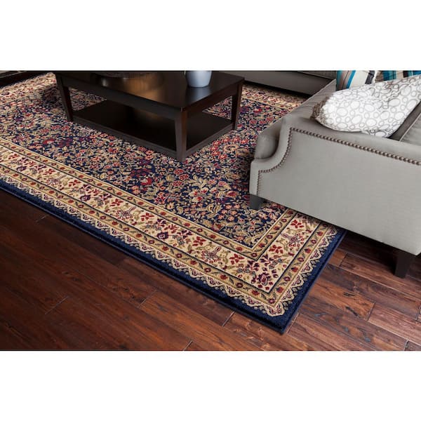 Jewel Collection Sarouk Navy Rectangle Indoor 9 ft. 3 in. x 12 ft. 6 in. Area Rug