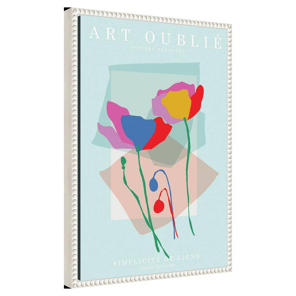 Beaded White Framed Abstract Floral Canvas Wall Art