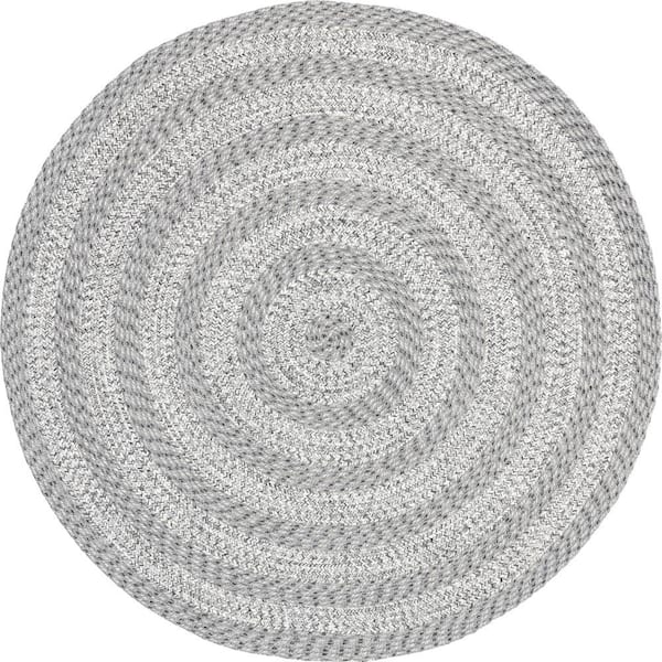 nuLOOM Rowan Braided Texture Gray 8 ft. x 8 ft. Indoor/Outdoor Area Rug ...