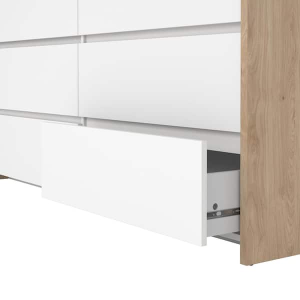 Tvilum Next Jackson Hickory/White High Gloss 6 Drawer 61.85 in. W