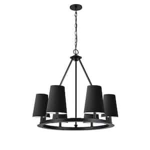 Colby 6-Light Matte Black Shaded Chandelier with Black Fabric Shade