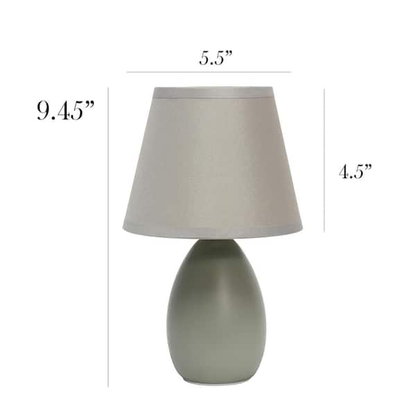 Simple Designs 9.45 in. 1-Light Mini Gray Egg Oval Ceramic Table