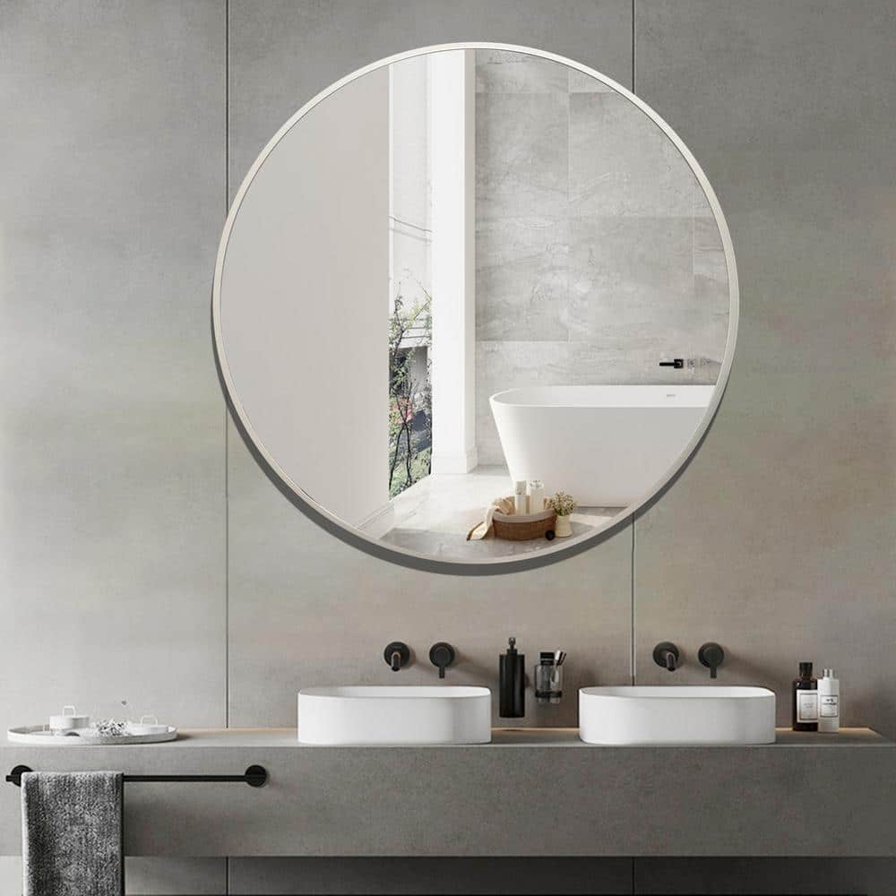 Cesicia 32 in. W x 32 in. H Round Framed Wall Mount Bathroom Vanity ...