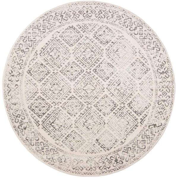 Unbranded Grey Polypropylene 5 ft. x 5 ft. Solid Color Indoor Round Area Rug