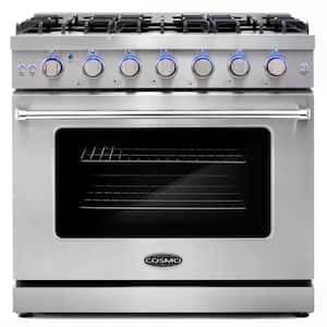 36 in. 6.0 cu. ft. Commercial-Style Gas Range with Convection Oven in Stainless Steel with Storage Drawer