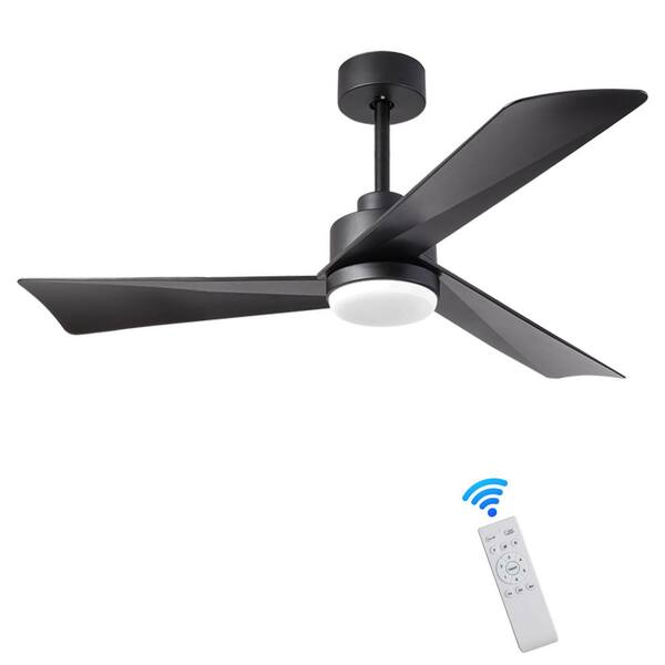 FIRHOT 52 in. LED Indoor Matt Black Smart Smart Ceiling Fan with Remote