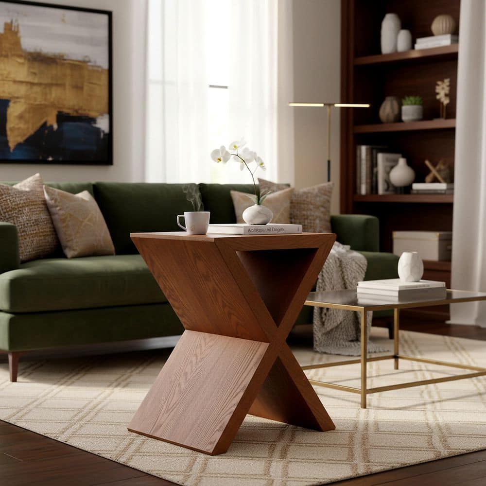 Rahan 12.6 in. Walnut Wood End Table