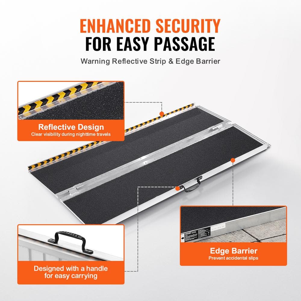 6 ft Non-Slip Aluminum Folding Wheelchair Ramp with 800 lbs Capacity