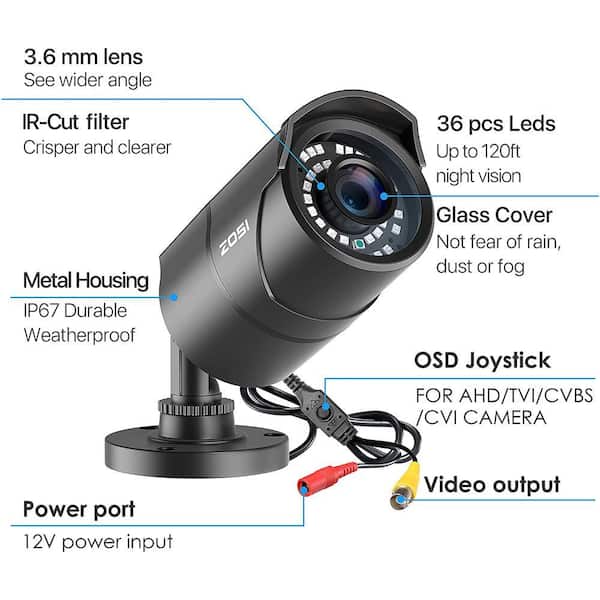 ZOSI Wired 1080p HD Outdoor Home Security Camera 4-In-1 TVI/CVI