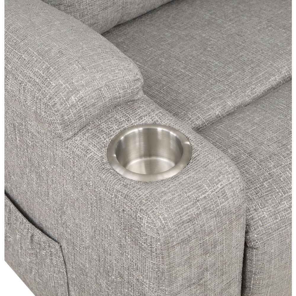 Gray Leather Power Lift Recliner with Wood Frame