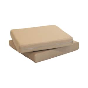 Hudson 21 in. x 3 in. Outdoor Patio Sofa Seat Cushion in Beige (Set of 2)