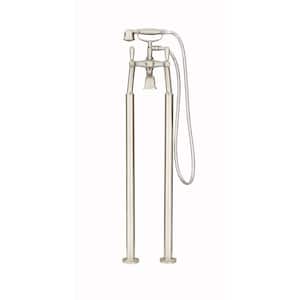 Traditional 3-Handle Freestanding Roman Tub Trim Kit in Brushed Nickel with Hand Shower (Valve Included)