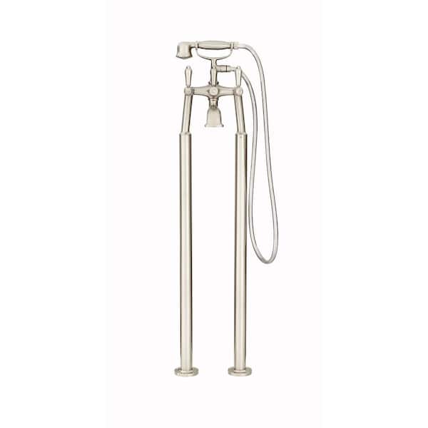 Pfister Traditional 3-Handle Freestanding Roman Tub Trim Kit in Brushed Nickel with Hand Shower (Valve Included)
