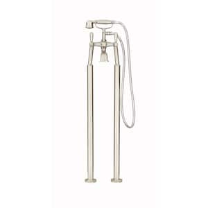 Traditional 3-Handle Freestandg Roman Tub Trim Kit Brushed Nickel with Hand Shower (Valve Included)