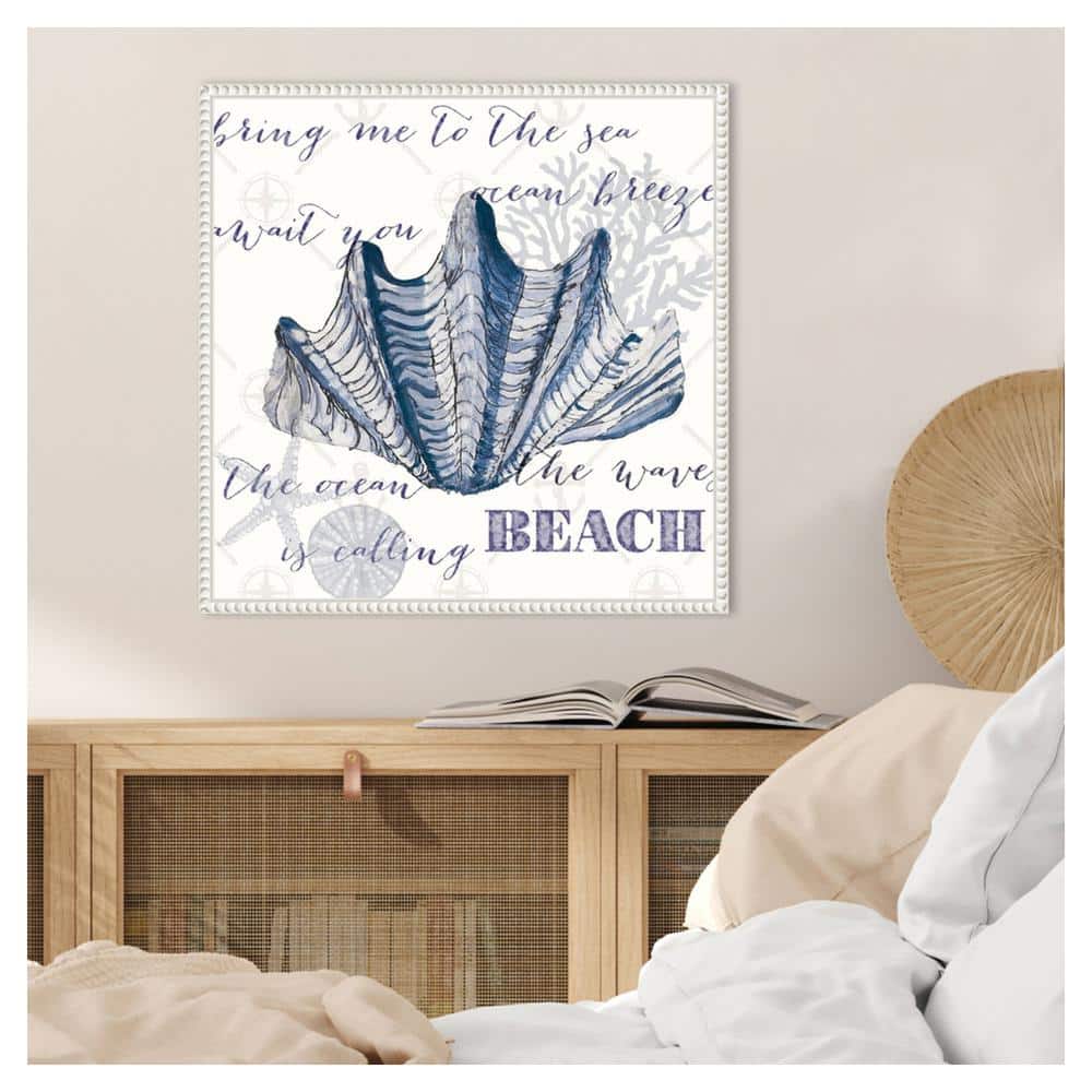 Indigo Nautical Quote Canvas Art with Beaded Frame