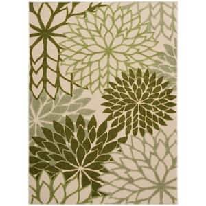 Aloha Ivory Green 5 ft. x 8 ft. Floral Contemporary Indoor Area Rug