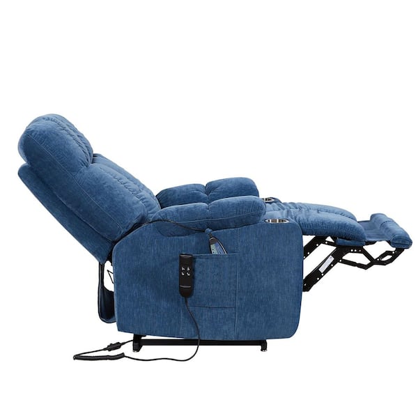 Boyel Living Blue Fabric Power Lift Recliner Chair with Heat