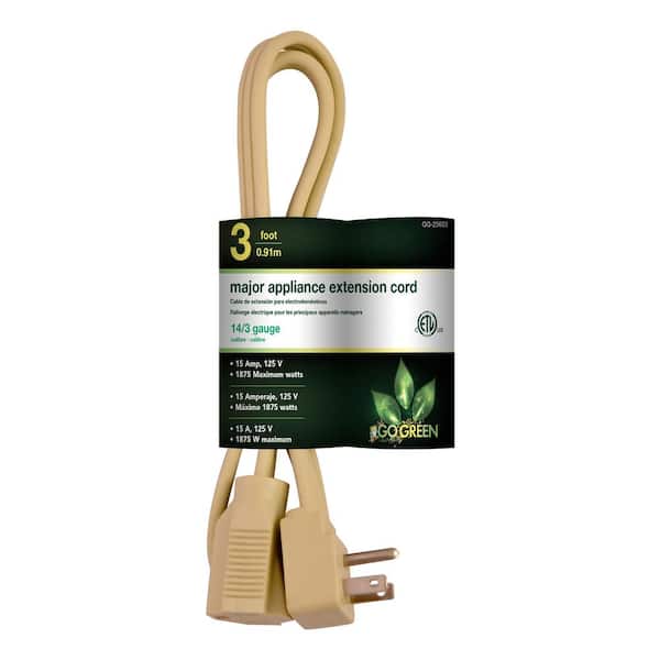 Power By Go Green 3 ft. 14/3 SPT A/C Extension Cord - Beige