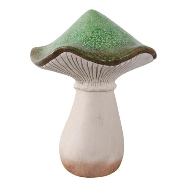 12 in. x 16 in. Green Resin Novelty Mushroom Garden Statue