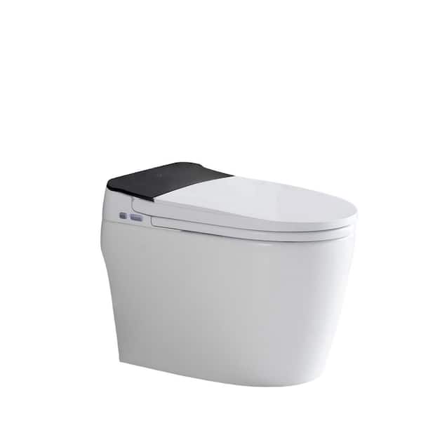 Elongated Smart Toilet with Heated Bidet Seat, Feet Sensor, Auto Open/Close, Auto Flush, Night Light, Warm Water, White