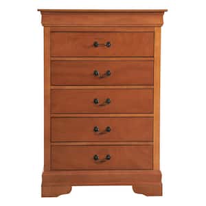Louis Phillipe 5-Drawer Oak Chest of Drawers (48 in. H x 33 in. W x 18 in. D)