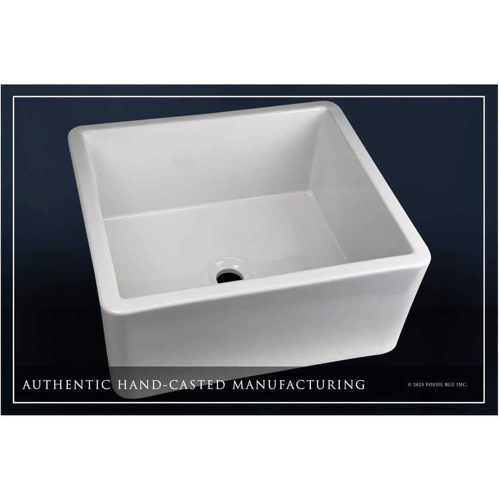 Glossy White Ceramic Rectangular Farmhouse Bathroom Sink