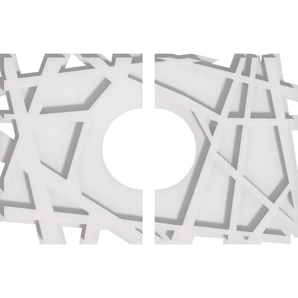 Ekena Millwork 14 in. W x 9-3/8 in. H x 4 in. ID x 1 in. P Novo Architectural Grade PVC Contemporary Ceiling Medallion (2-Piece)
