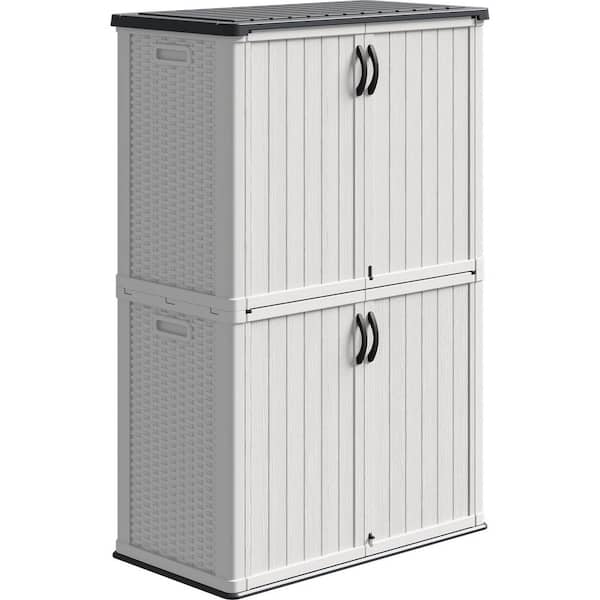 4 ft. W x 2.1 ft. D x 6 ft. H Resin Vertical Storage Plastic Shed, White (8.9 sq. ft. )