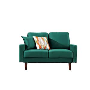 Josiah 50.4 in. Green Velvet 2-Seater Loveseat with Square Arms