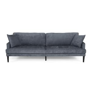 Nikodem 96 in. W Square Arm Fabric Contemporary Straight Sofa in Gray