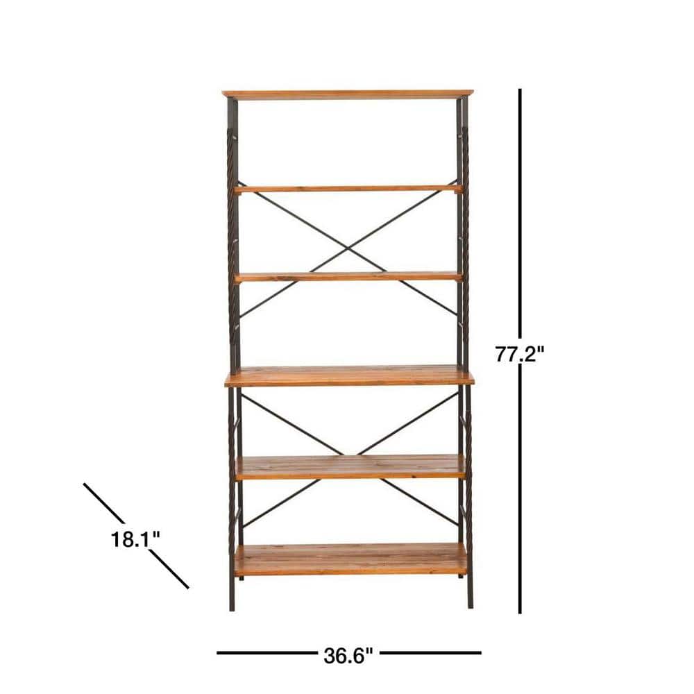 Brooke 6-Tier Walnut and Pewter Industrial Etagere