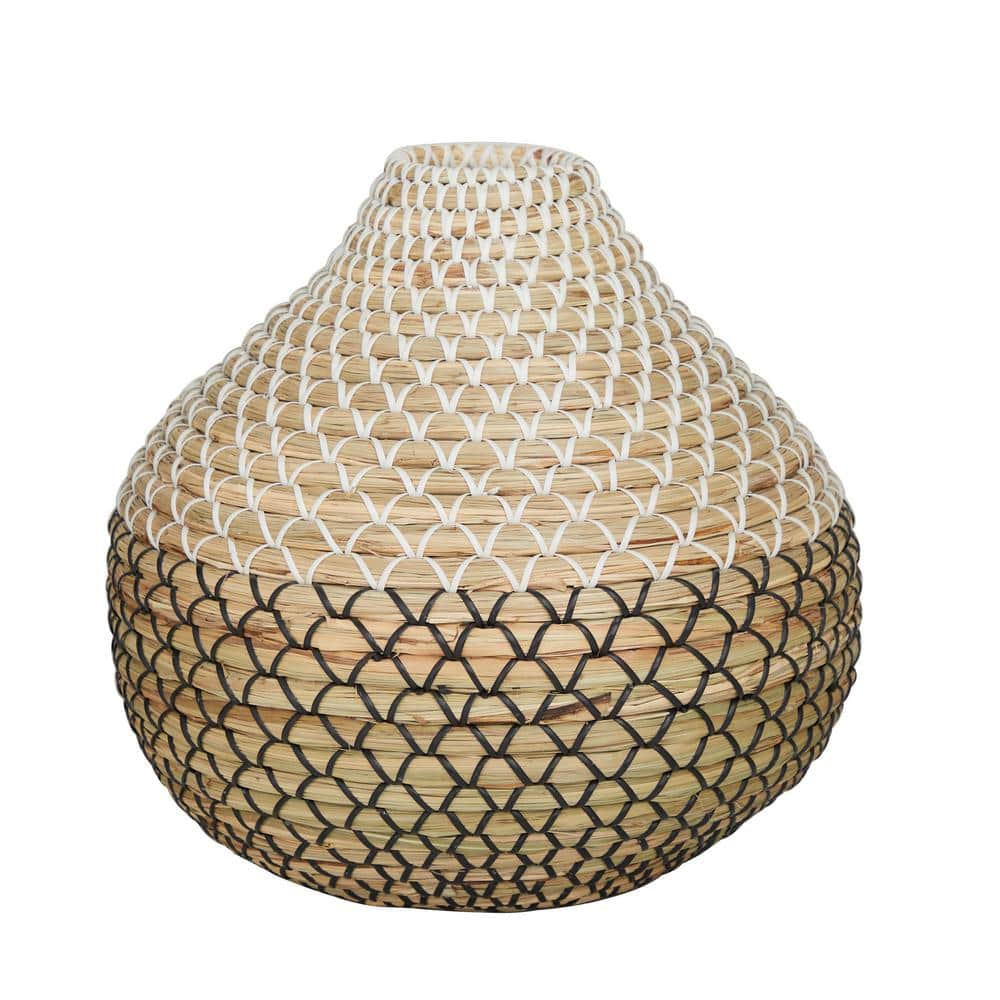 Litton Lane 13 in. Brown Handmade Woven Seagrass Decorative Vase