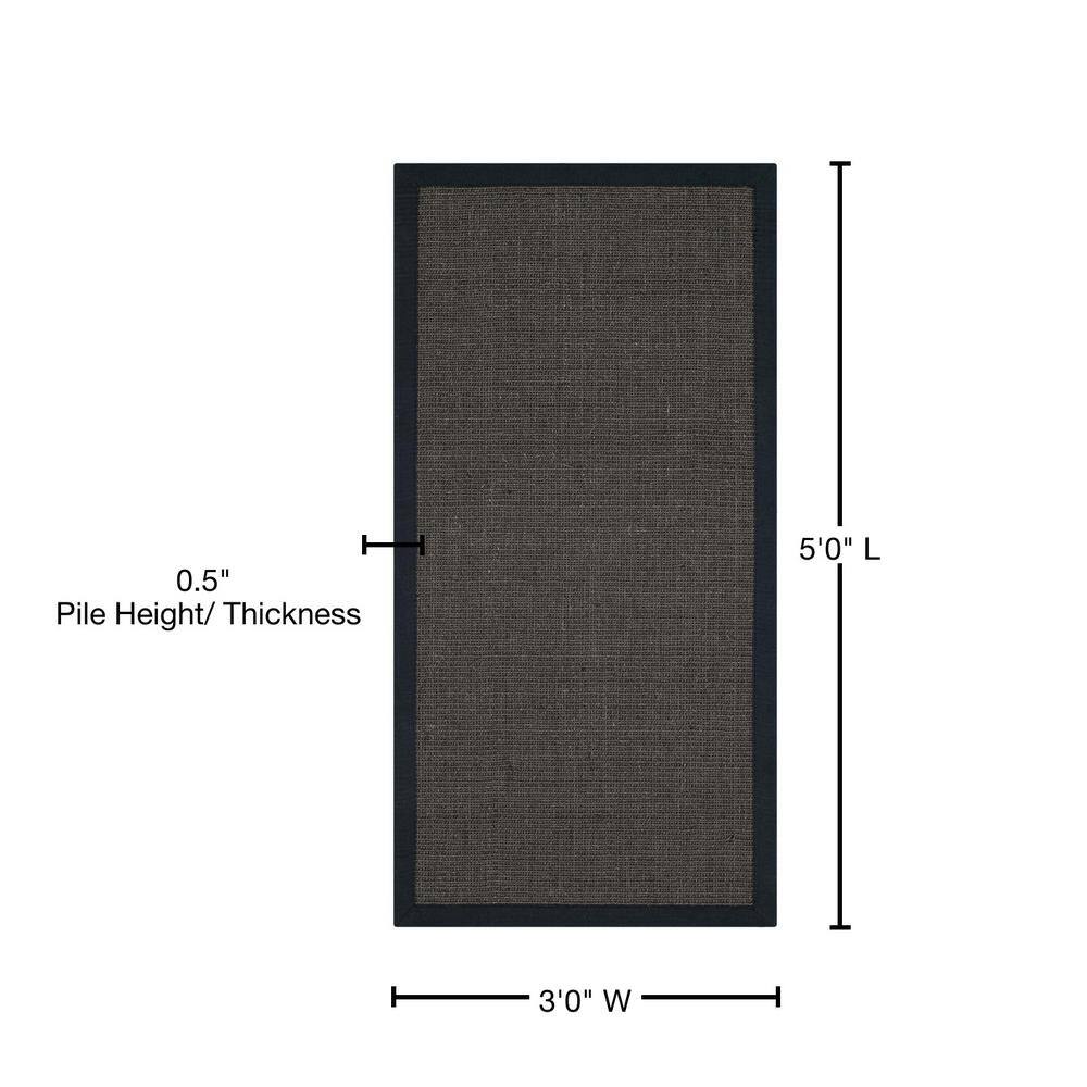 Charcoal and Black Hand-Knotted Wool Area Rug, 3' x 5'