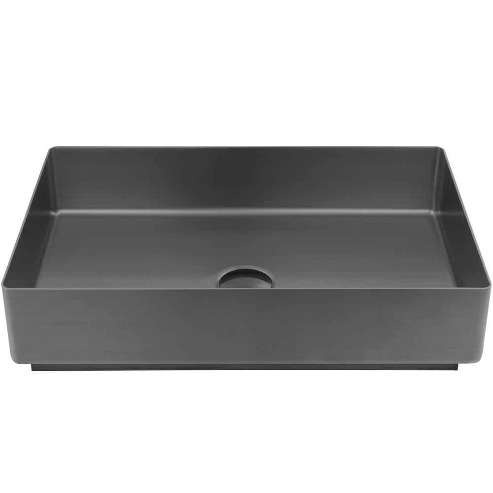 AKDY Brushed Graphite Black Stainless Steel Rectangular Bathroom Vessel