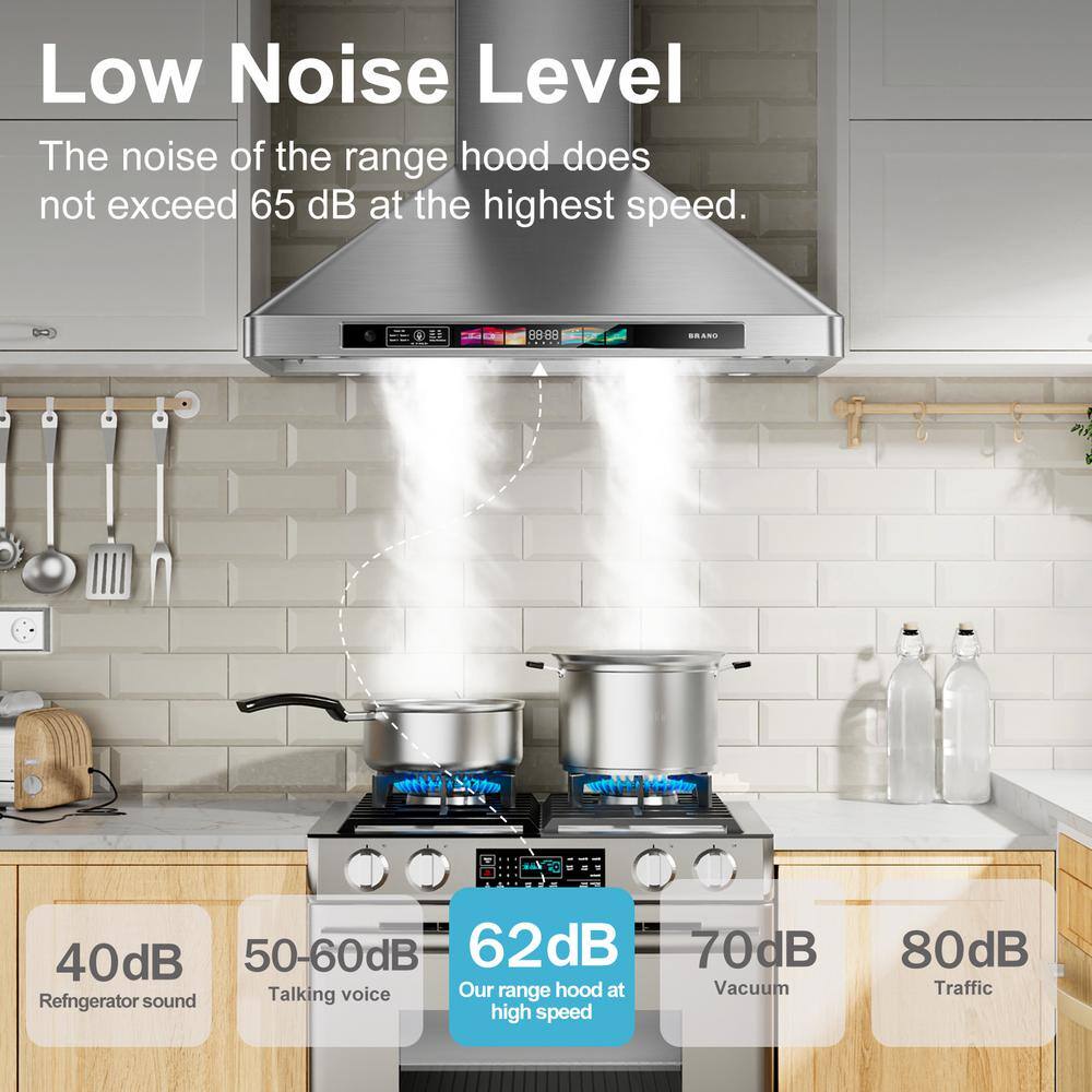 36-Inch Stainless Steel Convertible Wall Mount Range Hood with Charcoal Filter