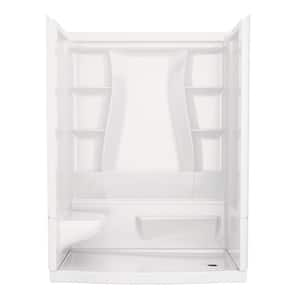 Classic 500 Curve Left Seat 60 in. x 32 in. x 75.88 in. H Alcove Shower Kit Shower Wall and Shower Pan in White