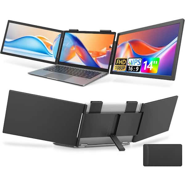 14 1080P IPS Dual Laptop Screen Extender Portable Triple Monitor for 14-16.5 Laptops with USB-C Port